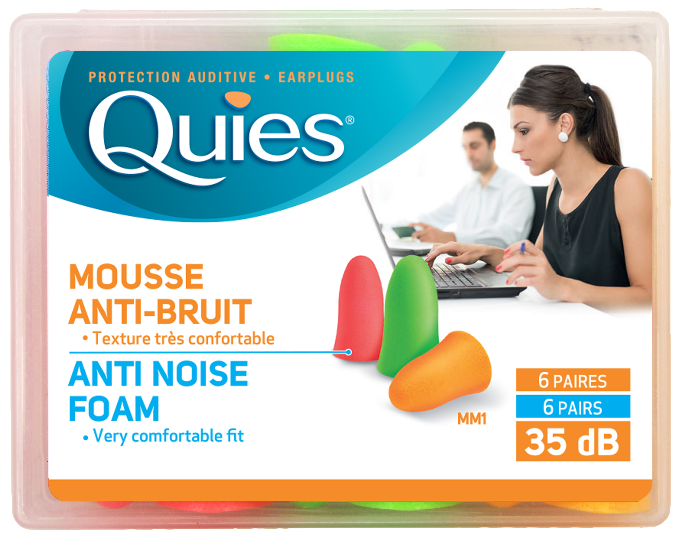 Quies - Protection Auditive - Foam Earplugs 35dB - x 6